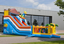 Escorrega inflável multifuncional com tema de praia com piscina, impressionante objeto 3D, cores vivas e obstáculos 3D para crianças. Compre escorregadores infláveis ​​agora online na JB Hinchables España