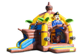 Comprar castillo inflable de interior multifun super hinchable con tobogán en tema pirata para niños. Ordene castillos inflables en línea en JB Hinchables España