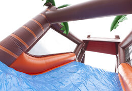 Pista americana única de 17 metros de ancho en el tema de la jungla con 7 elementos de juego y objetos coloridos para niños. Compre pistas americanas inflables en línea ahora en JB Hinchables España