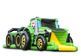 Ordene una pista americana inflable única de 17 metros de ancho con tema de tractor para niños. Compre pistas americanas inflables en línea ahora en JB Hinchables España
