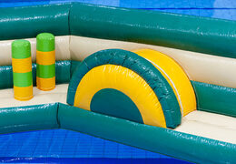 Compre una pista de obstáculos inflable doble en zigzag con temática de la jungla para niños. Ordene atracciones acuáticas inflables ahora en línea en JB Hinchables España