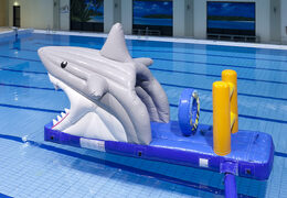 Compre un tobogán de piscina inflable hermético con temática de tiburón para jóvenes y mayores. Ordene atracciones acuáticas inflables ahora en línea en JB Hinchables España