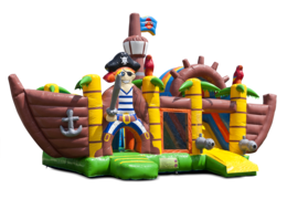 Compre un castillo inflable de interior multijugador con tobogán en tema de barco pirata para niños. Ordene castillos inflables en línea en JB Hinchables España