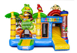 Castillo inflable multijugador mediano en tema hawaii para niños. Ordene castillos inflables en línea en JB Hinchables España