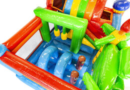 Comprar castillo hinchable multijugador mediano con tobogán para niños con temática de Hawaii. Ordene castillos hinchables en línea en JB Hinchables España