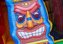 Compre el castillo hinchable de la diapositiva del jefe en el tema de Hawaii con un tobogán para los niños. Ordene castillo hinchables en línea en JB Hinchables España