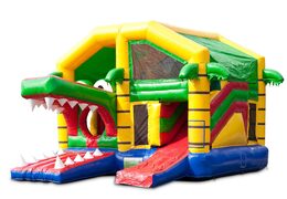Compre un castillo inflable de interior multijugador con tobogán en un tema de cocodrilo para niños. Ordene castillos inflables en línea en JB Hinchables España