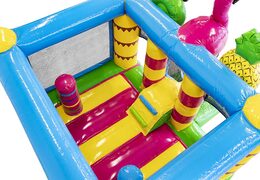 Comprar pequeño castillo hinchable con tobogán para niños con temática de flamencos. Compre el castillo hinchable con tobogán en línea en JB Hinchables España