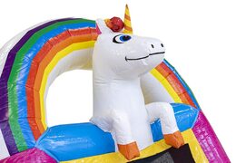 Ordene el pequeño castillo hinchable inflable con temática de unicornio con tobogán para niños. Compre castillos hinchables en línea en JB Hinchables España