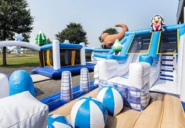 Castillo hinchable hinchable Frozen con toboganes y divertidos obstáculos con estampados para niños. Compre castillos hinchables en línea en JB Hinchables España
