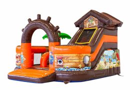 Gran castillo inflable abierto multijugador con tobogán a la venta en funcity pirate theme para niños. Ordene castillos inflables en línea en JB Hinchables España