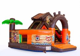 Compre castillo inflable abierto multijugador con tobogán en tema pirata para niños Ordene castillos hinchables en línea en JB Hinchables España