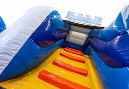 Gran castillo hinchable abierto azul multiplay con tobogán en tema princesa pirata para niños. Compre castillos hinchables en línea en JB Hinchables España