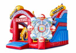 Compre gran castillo inflable abierto multijugador con tobogán en montaña rusa temática para niños. Ordene castillos inflables en línea en JB Hinchables España
