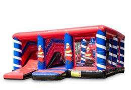 Compre un gran castillo inflable abierto para juegos múltiples con tobogán en el tema del departamento de bomberos para niños. Ordene castillos inflables en línea en JB Hinchables España