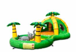Compre un divertido castillo inflable semiabierto con el tema de la jungla de la zona de juegos para niños. Ordene castillos inflables en línea en JB Hinchables España