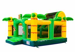 Compre el castillo inflable grande con diapositivas multijugador abierto con tema de tobogán en la jungla para niños. Ordene castillo inflables en línea en JB Hinchables España