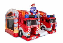 Castillo hinchable Orde multijugador XXL Bomberos en un diseño único con dos entradas, un tobogán en el medio y objetos 3D para niños. Compre castillos hinchables en línea en JB Hinchables España