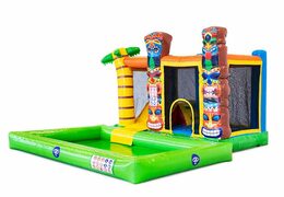 Ordene un castillo hinchable Hawaii de rebote múltiple con o sin baño para niños. Compre castillo hinchable en línea en JB Hinchables España