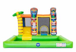 Compre castillo inflable multiplay con tema de Hawaii con o sin bañera para niños en JB Hinchables España. Ordene castillo inflable en línea en JB Hinchables España