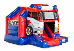 Castillo hinchable con una combinación de tobogán a la venta en tema de bombero para niños. Compra castillos hinchables en línea en JB Hinchables España