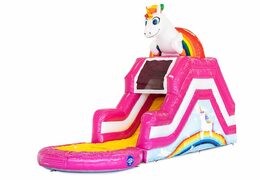 Compre el castillo hinchable de varios juegos con tobogán acuático inflable cubierto en tema unicornio para niños en JB Hinchables España. Compre castillos hinchables en línea en JB Hinchables España