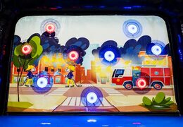 mini galería de tiro ips juego intercambiable camión de bomberos orden de hoja posterior