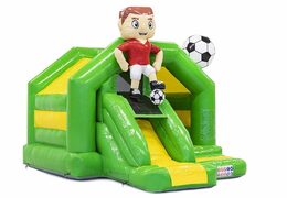Ordenar Tobogán combo hinchable saltador hinchable con tema de fútbol en verde para niños