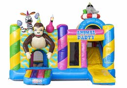 Comprar castillo hinchable con tobogán con animales fiesteros para niños