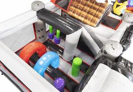 Compre un colchón de aire inflable con temática de animales con un perro grande para niños