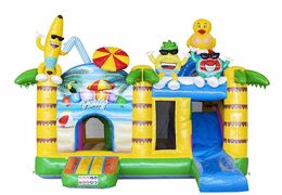 Comprar hamaca hinchable con tobogán en tema fiesta de verano para niños