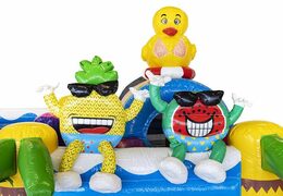 Comprar cojín de aire hinchable con tobogán en tema fiesta de verano para niños