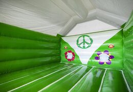 Comprar castillo hinchable en color verde con estilo hippy para niños