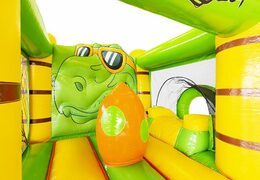 Comprar hamaca hinchable compacta con temática de dinosaurio con tobogán para niños