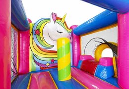 gorila inflable compacto con tobogán en tema de unicornio para la venta