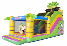 Tobogán inflable con temática hawaiana con sección de castillo hinchable a la venta para niños