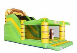 Solicite tobogán inflable con sección de castillo hinchable en el tema de la jungla para niños