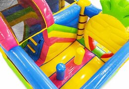 Cojín de aire hinchable con tobogán en alegres colores y tema hawaii a la venta para niños