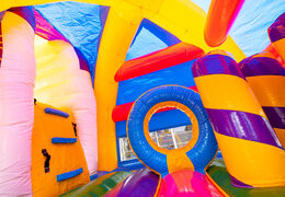 Comprar castillo hinchable multijugador super hinchable con temática de unicornio para niños con muchos colores