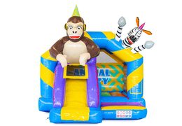 Comprar tobogán hinchable combo animal party con tobogán frontal para niños