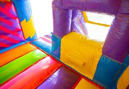 Cojín de aire inflable con tobogán en fiesta de animales y muchos colores a la venta para niños