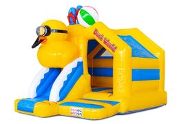 Combo de tobogán inflable con tobogán frontal en tema de pato a la venta para niños