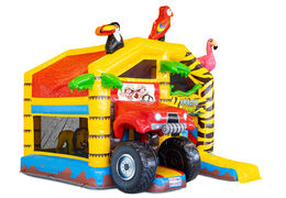 Comprar castillo hinchable multijuegos hinchable con techo en tema amazon safari para niños