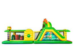 Ordene el castillo hinchable de 13 metros en tema Dinosaurio para niños. Compre pistas americanas inflables en línea ahora en JB Hinchables España