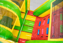 Comprar 13 metros larga pista americanas inflable en tema Dinosaurio para niños. Ordene pistas americanas inflables ahora en línea en JB Hinchables España