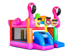 Mini castillo hinchable Multiplay con temática Flamingo a la venta en JB Inflatables. Ordene los saltadores inflables en JB Hinchables España