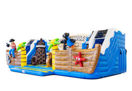 Lado del pirata Slideworld con animales marinos y loro