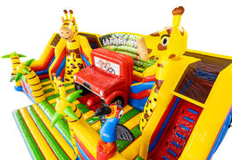 Jirafa palmera loro castillo hinchable temática safari