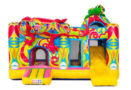 Tema al estilo Ibiza con dos salamandras en el castillo inflable Multiplay