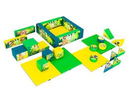 Juego de Softplay XL con temática de Jungle Dino y bloques coloridos para jugar